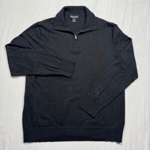 Minimalist Casual Banana Republic Black 100% Merino Wool Quarter Zip Sweater XL